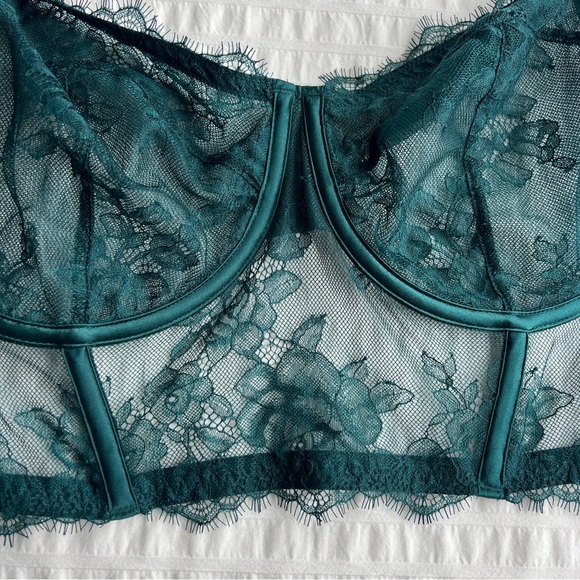 Victoria's Secret VS Archives Rose Lace Corset Bustier Top in Green, 38DD - Picture 10 of 16